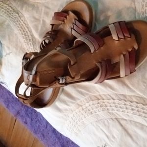 Ecco sandals brown tan pink new no tag size 8